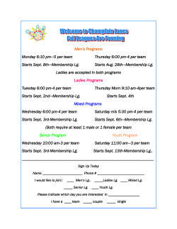 Men`s Programs Monday 6:10 pm&mdash;5 per team