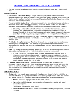 Chapter 18 Lecture Notes: Social Psychology