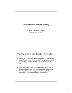 Desiderata in a Moral Theory