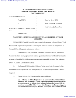 MOTION by Plaintiff Jennifer Holloway for judgment on An Accepted