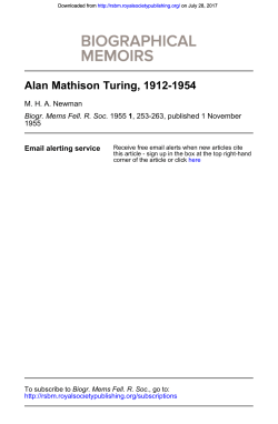 Alan Mathison Turing, 1912-1954 - Biographical Memoirs of Fellows