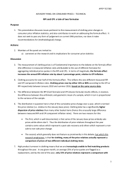 RPI and CPI: a tale of two formulae Purpose Actions: Discussion