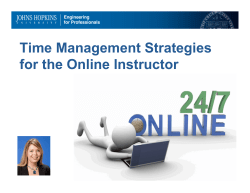 Time Management Strategies for the Online Instructor