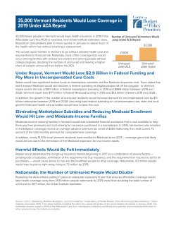 35,000 Vermont Residents Would Lose Coverage in 2019 Under