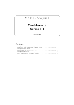 MA131 - Analysis 1 Workbook 9 Series III