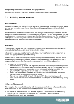 Achieving positive behaviour