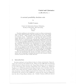 Control and Cybernetics A normal possibility decision rule 1