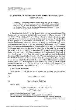 ON MAXIMA OF TAKAGI-VAN DER WAERDEN FUNCTIONS Proof