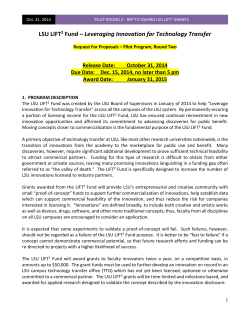 LSU LIFT Fund &ndash; pilot request for proposals, round one