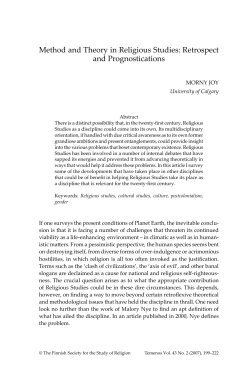 Method and Theory in Religious Studies: Retrospect and