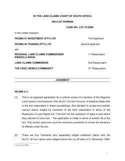 IN THE LAND CLAIMS COURT OF SOUTH AFRICA