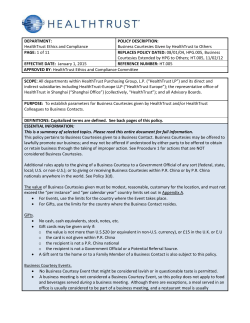 Business Courtesies Given by HealthTrust to Others &ndash; Policy HT.005