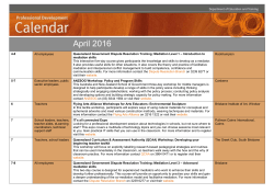Professional Development Calendar of Events