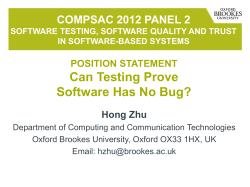 COMPSAc 2012 Panel 2 Software Testing, Software Quality and