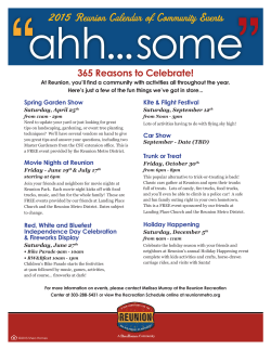 2015 Reunion Calendar of Community Events