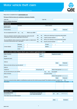 Motor vehicle theft claim