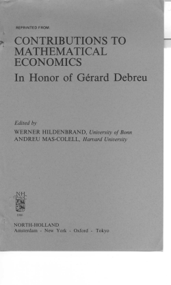CONTRIBUTIONS TO MATHEMATICAL ECONOMICS In Honor of