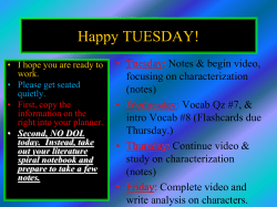 Second, NO DOL today. Instead, take out your literature spiral