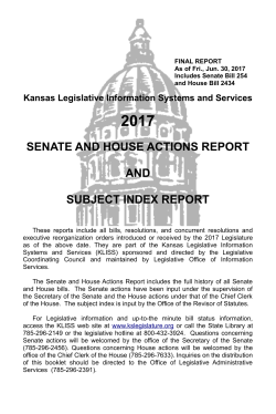 senate and house actions report and subject index report