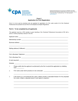 Form 2 Application for Firm Registration Part A: To be
