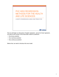 1 Now we will begin our discussion of logistic regression. Just as for