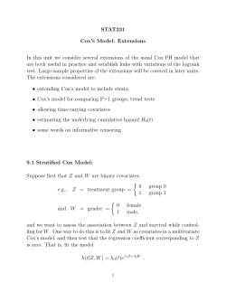 STAT331 Cox`s Model: Extensions In this unit we consider several