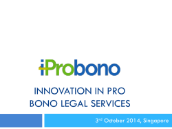 INNOVATION IN PRO BONO LEGAL SERVICES