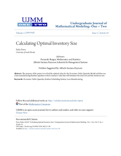 Calculating Optimal Inventory Size - Scholar Commons