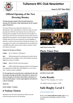 Official Opening of the New Dressing Rooms.