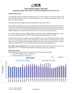 Power Market Update: April 2017 ACP in April