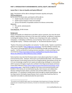 Lesson Plan 3: How are Equity and Equality