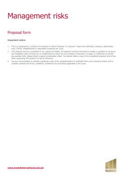 Proposal form - Management risks