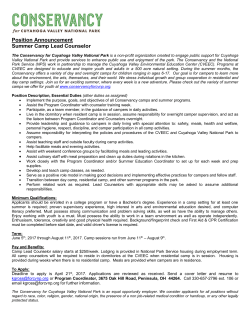 Position Announcement Summer Camp Lead Counselor