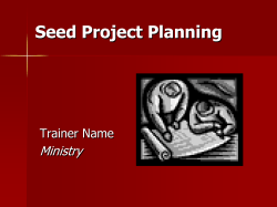Seed Project Planning - Disciple Nations Alliance