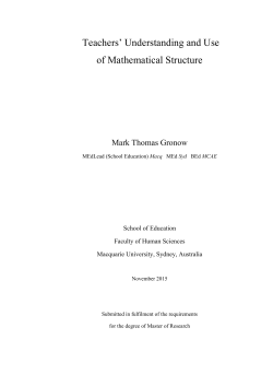 Teachers` Understanding and Use of Mathematical Structure