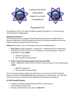 Proposition 47 - San Diego County Sheriff`s Department