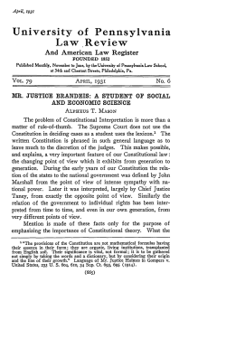 Mr. Justice Brandeis: A Student of Social and Economic Science
