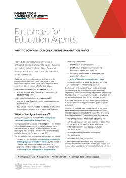 Factsheet for Education Agents - Immigration Advisers Authority
