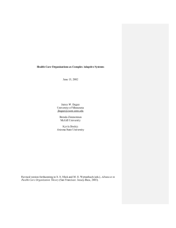 Health Care Organizations as Complex Adaptive