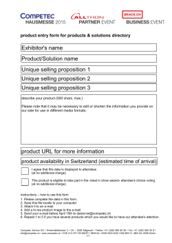 Product/Solution name Unique selling proposition 1