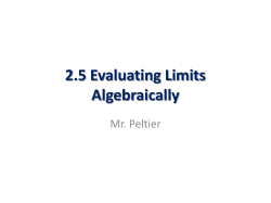2.5 Evaluating Limits Algebraically