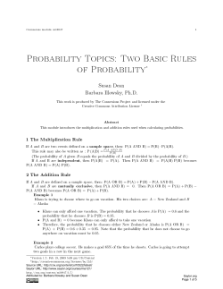Probability Topics: Two Basic Rules of Probability&lowast;