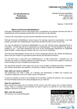 An introduction to Pulmonary Rehabilitation Leaflet for Patients