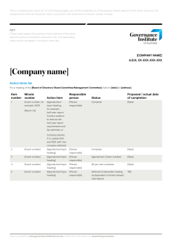 Best practice action items list - Governance Institute of Australia