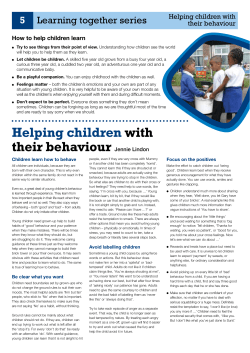 Helping children with their behaviour Jennie Lindon