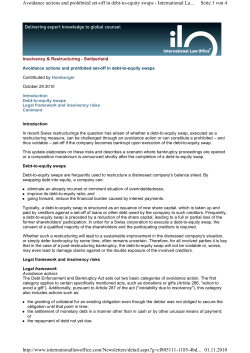 Seite 1 von 4 Avoidance actions and prohibited set-off in debt