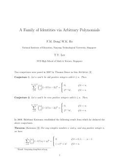 A Family of Identities via Arbitrary Polynomials