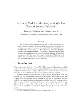 A Formal Model for the Analysis of Wireless Network Security