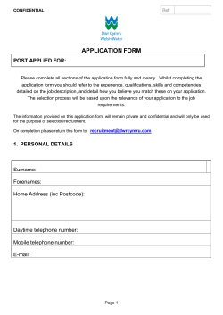 application form - Dwr Cymru Welsh Water