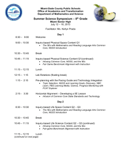 Summer Science Symposium &ndash; 8 th Grade - Miami
